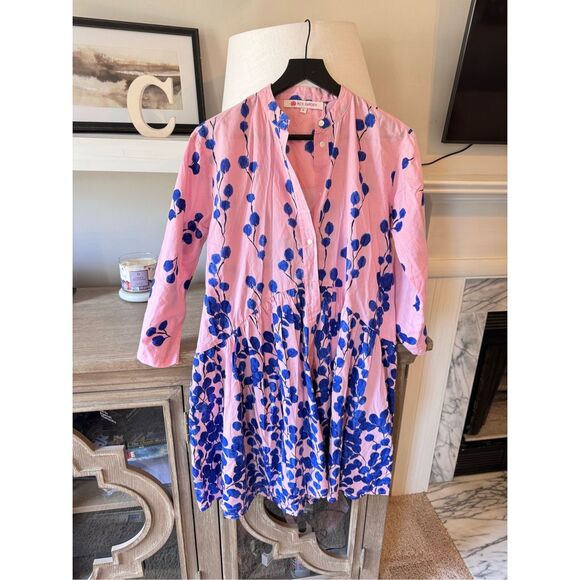 Ro's Garden Dresses & Skirts - Ro's Garden Alma Shirt Dress Mini Length Pink Leaf Boho Women’s Size Small